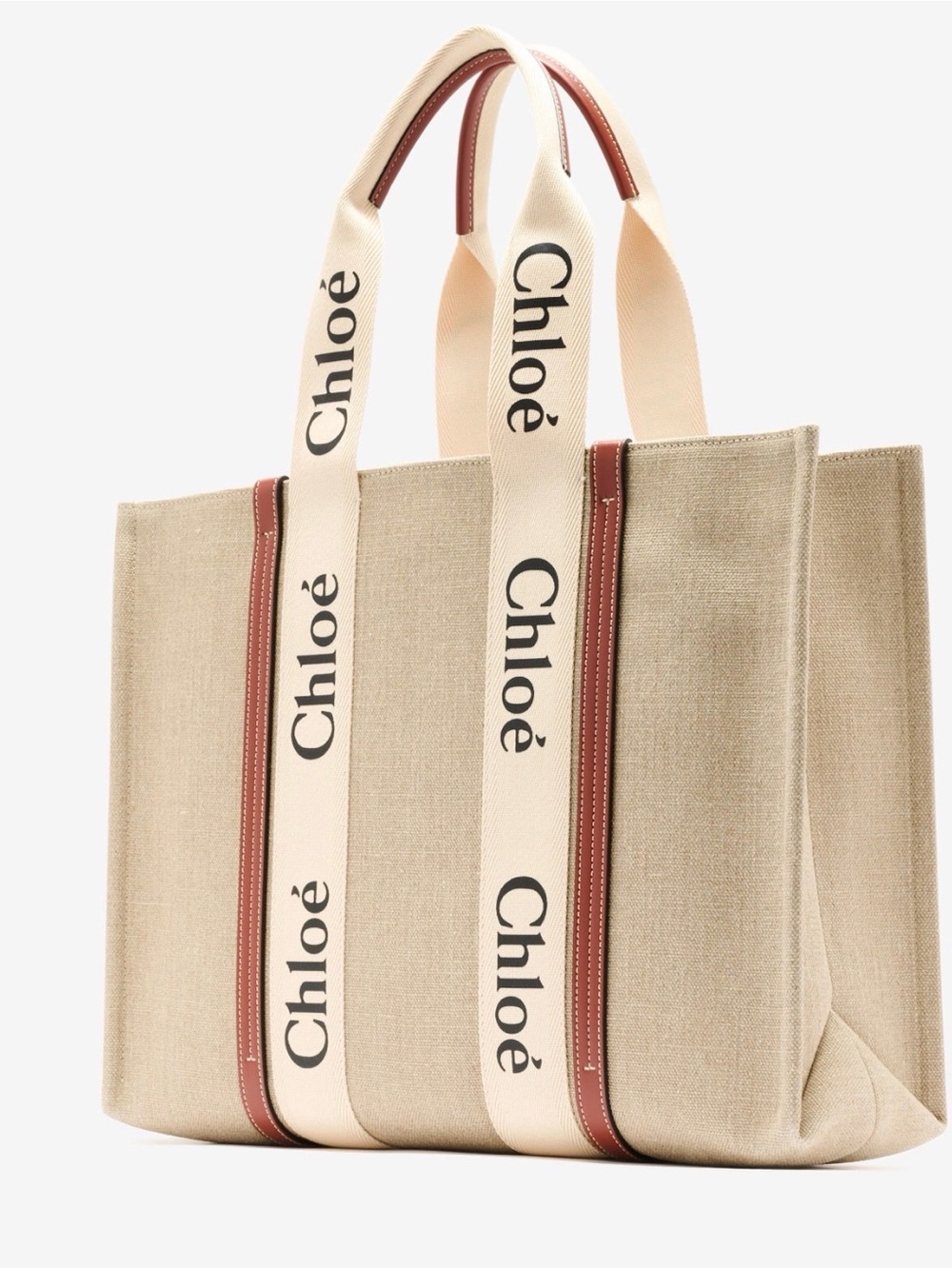NWT Chloe Beige Canvas Logo Tote Bag